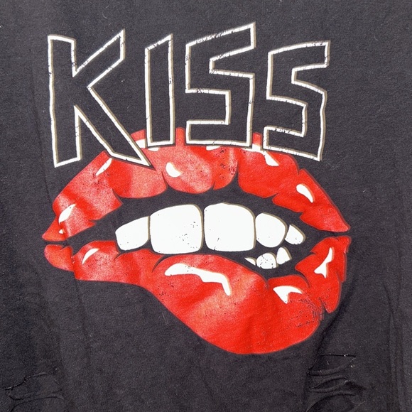 FASHION NOVA KISS LIPS DISTRESSED RIPPED LONG TEE PUNK SHIRT DRESS - Picture 5 of 8